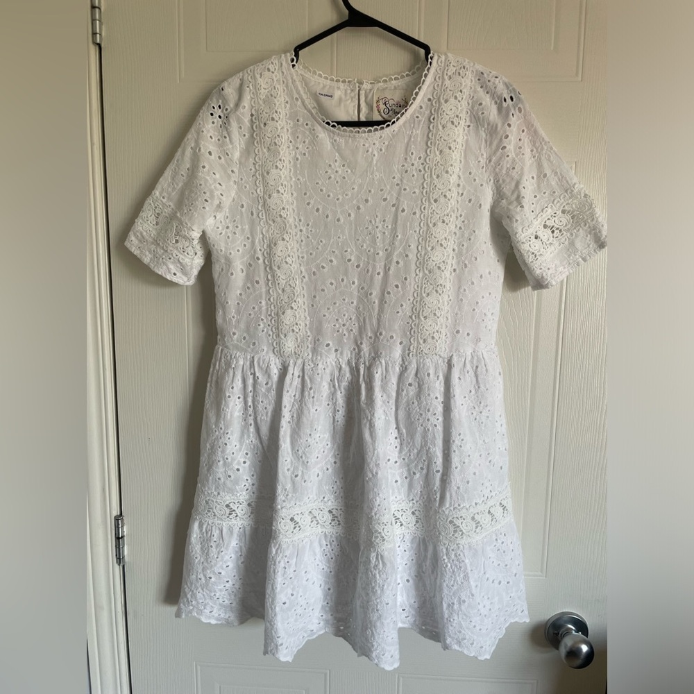 Cotton Eyelet Romantic White Dress S Sunday Mi Amor - Picture 2 of 15